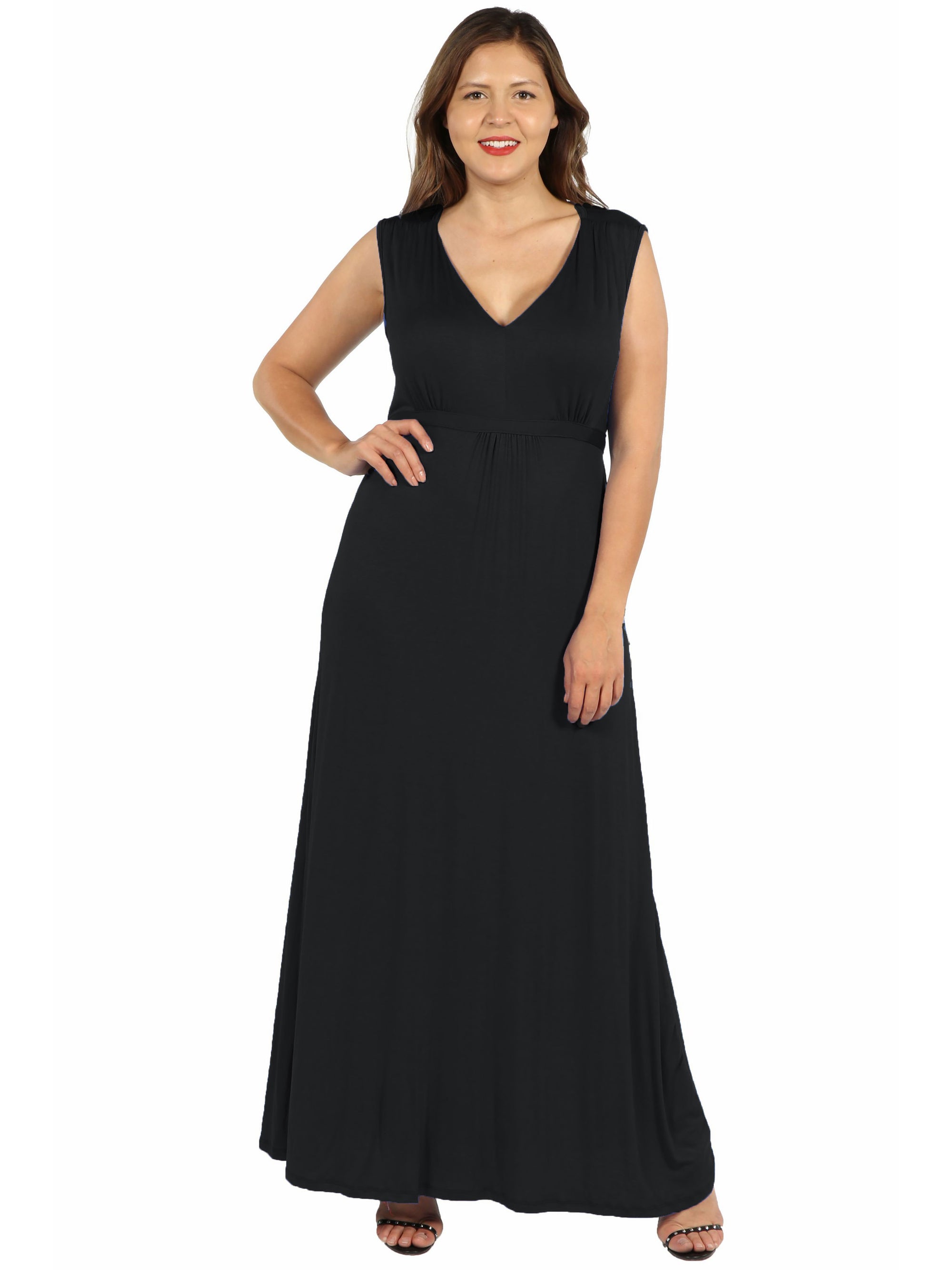 Sleeveless Empire Waist Plus Size Maxi Dress
