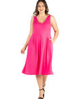 Sleeveless Midi Plus Size Fit and Flare Pocket Dress