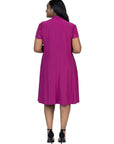 Plus Size Short Sleeve Knee Length V Neck Rouched Wrap Dress