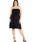 Knee Length Plus Size Strapless Mini Dress
