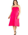 Knee Length Plus Size Strapless Mini Dress