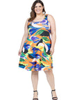 Plus Size Multicolor Sleeveless Knee Length Tank Swing Dress
