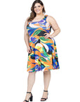 Plus Size Multicolor Sleeveless Knee Length Tank Swing Dress