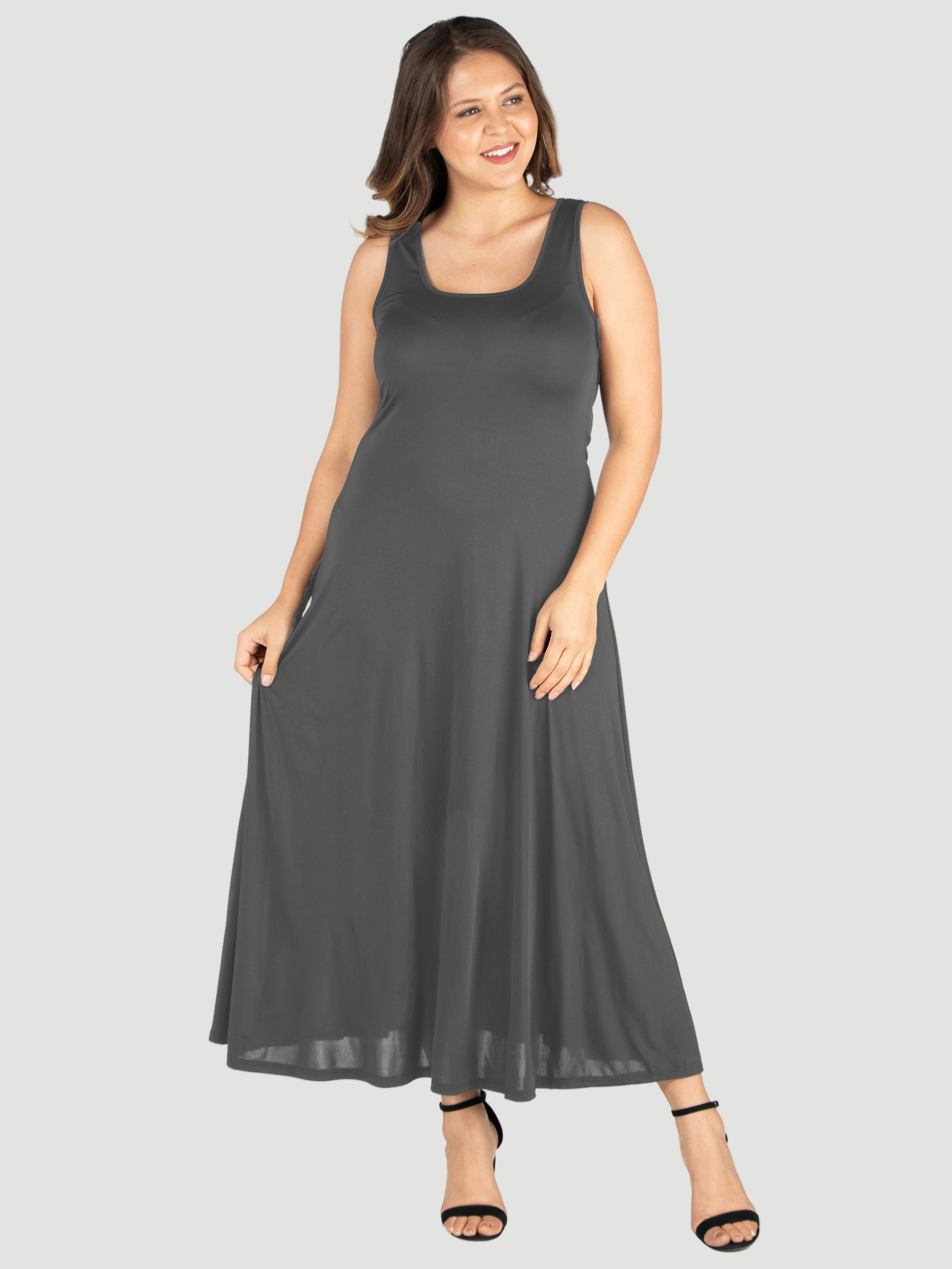 Simple A Line Plus Size  Tank Maxi Dress