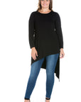 Long Sleeve Knee Length Asymmetrical Plus Size Tunic Top
