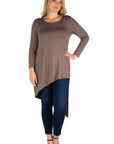 Long Sleeve Knee Length Asymmetrical Plus Size Tunic Top