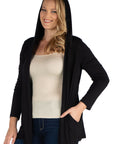 Open Front Lightweight Hooded Plus Size Cardigan