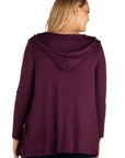 Open Front Lightweight Hooded Plus Size Cardigan