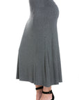 Womens Comfortable Fit Elastic Waist Plus Size Maxi Skirt