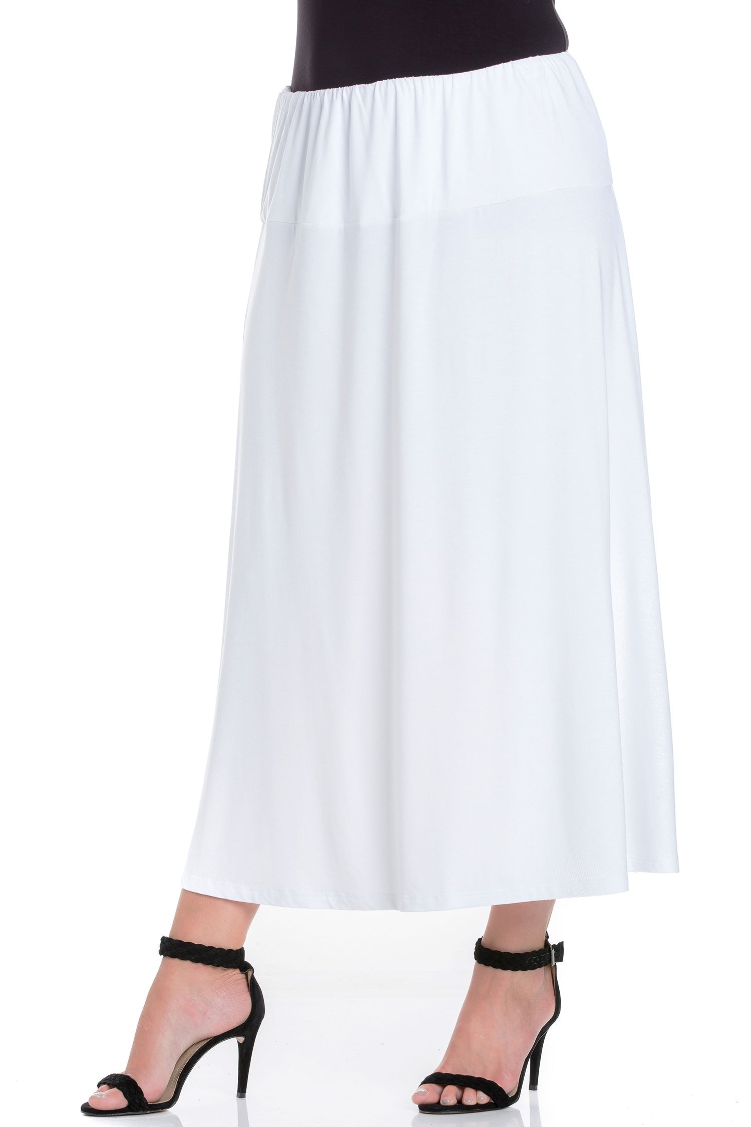 Womens Comfortable Fit Elastic Waist Plus Size Maxi Skirt
