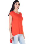 Womens Short Sleeve Casual High Low Tunic Top