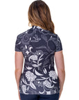 Womens Black and White Short Sleeve V Neck Wrap Top