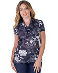 Womens Black and White Short Sleeve V Neck Wrap Top