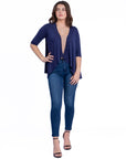Elbow Length Sleeve Open Cardigan