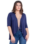 Elbow Length Sleeve Open Cardigan
