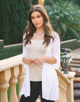 Open Front Elbow Length Sleeve Womens Cardigan