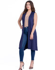 Sleeveless Long Cardigan Vest with Side Slit