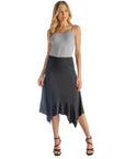 Solid Color Knee Length Elastic Waist Handkerchief Skirt