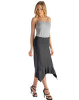 Solid Color Knee Length Elastic Waist Handkerchief Skirt