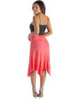 Solid Color Knee Length Elastic Waist Handkerchief Skirt