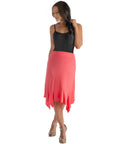 Solid Color Knee Length Elastic Waist Handkerchief Skirt
