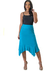 Solid Color Knee Length Elastic Waist Handkerchief Skirt