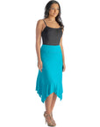 Solid Color Knee Length Elastic Waist Handkerchief Skirt