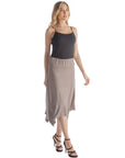 Solid Color Knee Length Elastic Waist Handkerchief Skirt