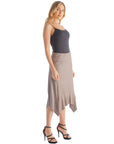 Solid Color Knee Length Elastic Waist Handkerchief Skirt