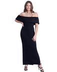 Off Shoulder Ruffle Detail Maxi Dress