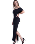Off Shoulder Ruffle Detail Maxi Dress