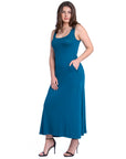 Scoop Neck Sleeveless Maxi Dress with Pockets