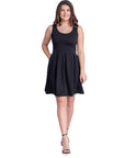 Sleeveless Pleated Skater Dress with Pockets