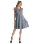 Scoop Neck A Line Dress with Keyhole Detail