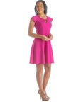 Scoop Neck A Line Dress with Keyhole Detail
