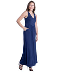 Sleeveless V Neck Maxi Dress with Pocket Detail