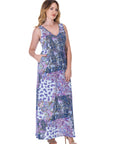 Purple Paisley Sleeveless V Neck Maxi Dress With Pockets