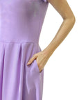 Womens Scoop Neck Knee Length Pleated Pocket Dress