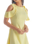 Ruffle Cold Shoulder A Line Knee Length Dress