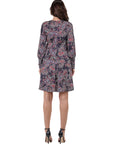 Grey Paisley Dolman Long Sleeve Cocktail Dress