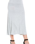 Womens Elastic Waist Solid Color Maxi Skirt