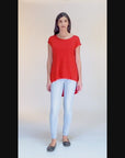 Womens Short Sleeve Casual High Low Tunic Top