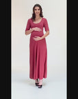 Casual Maternity Maxi Dress With Sleeves