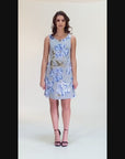 Baby Blue Floral Maternity Sleeveless Mini Shift Dress