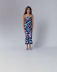 Girls Purple Butterfly Print Strapless Tube Maxi Dress